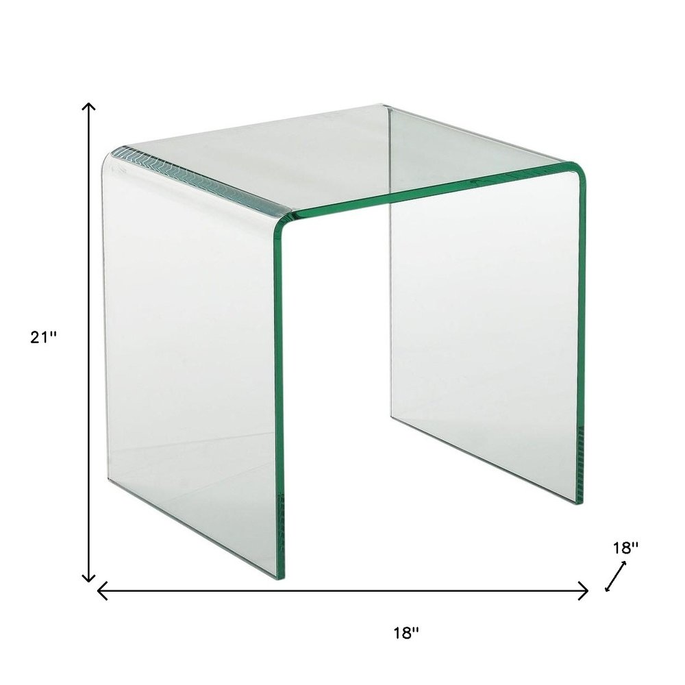 Clear Glass Rounded Edge End Table - 21-inch