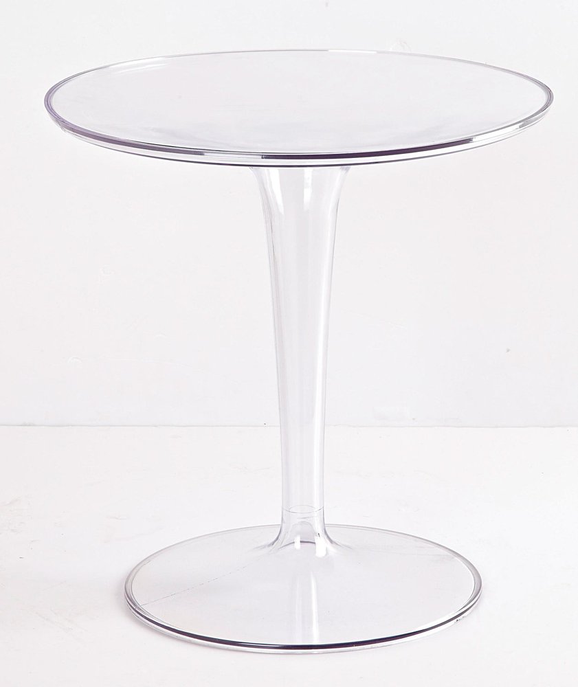 Clear Heavy Duty Plastic Indoor Outdoor Round Pedestal End Table - 20-inch