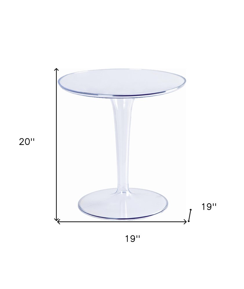 Clear Heavy Duty Plastic Indoor Outdoor Round Pedestal End Table - 20-inch