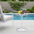 Clear Heavy Duty Plastic Indoor Outdoor Round Pedestal End Table - 20-inch