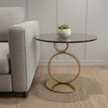 Clear and Gold Glass and Metal Round Pedestal End Table - 21-inch