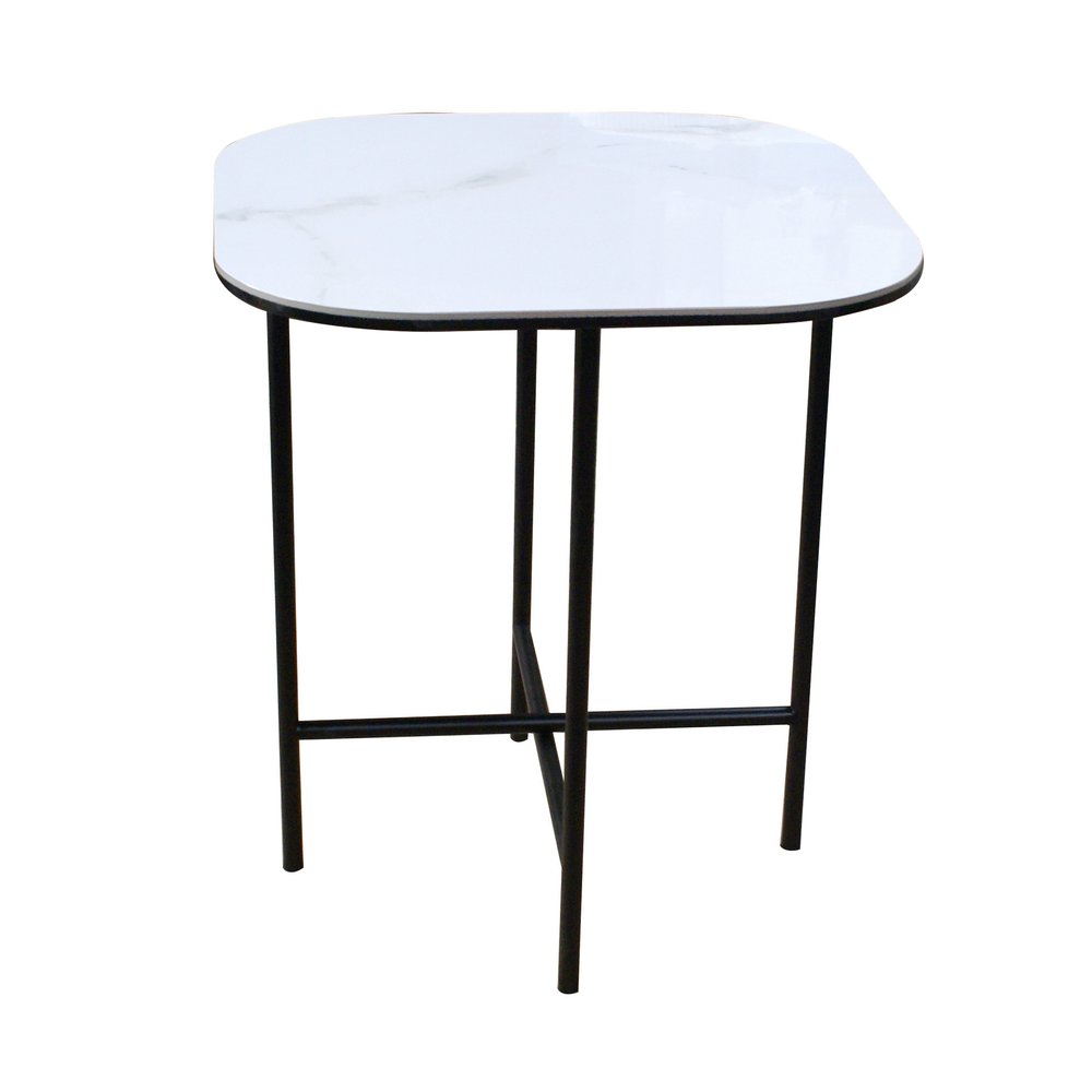 White and Black Ceramic and Metal Square End Table - 22-inch