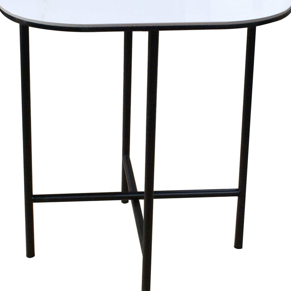 White and Black Ceramic and Metal Square End Table - 22-inch
