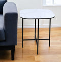 White and Black Ceramic and Metal Square End Table - 22-inch