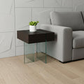 Black and Clear Wood and Glass Square Sled End Table - 22-inch