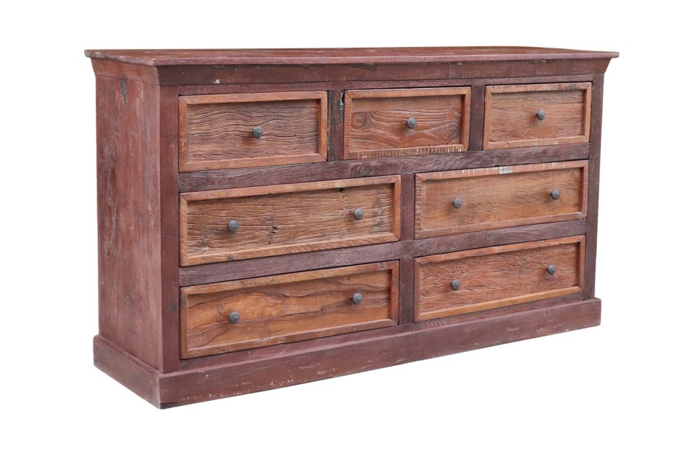 Brown Solid Wood Seven Drawer Double Dresser - 64-inch