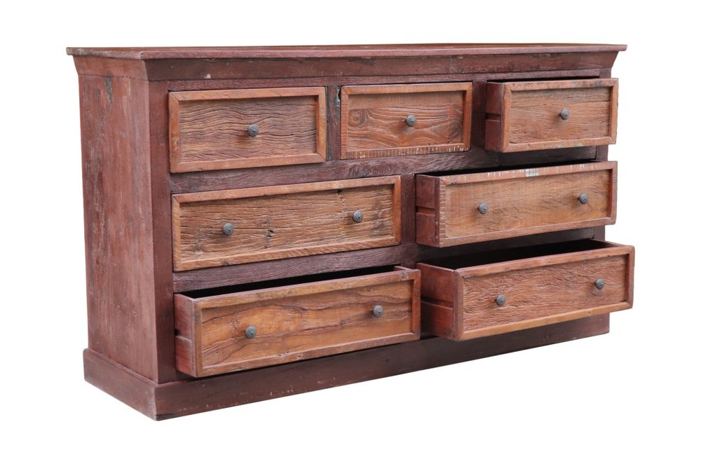 Brown Solid Wood Seven Drawer Double Dresser - 64-inch