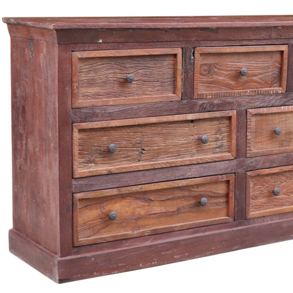Brown Solid Wood Seven Drawer Double Dresser - 64-inch