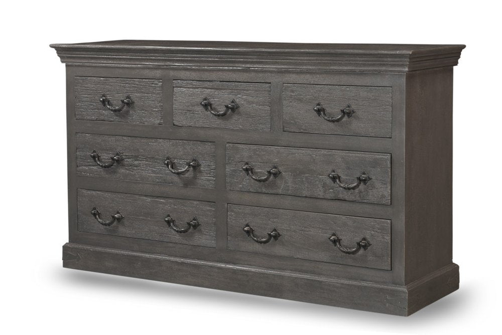 Brown Solid Wood Seven Drawer Double Dresser - 64-inch