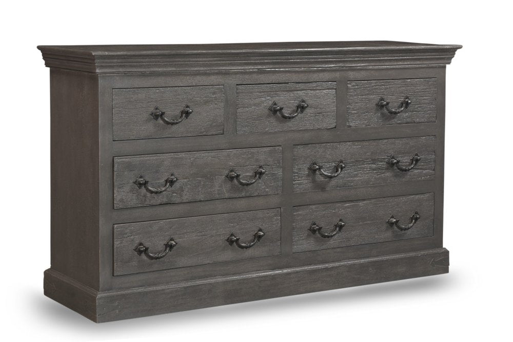 Brown Solid Wood Seven Drawer Double Dresser - 64-inch