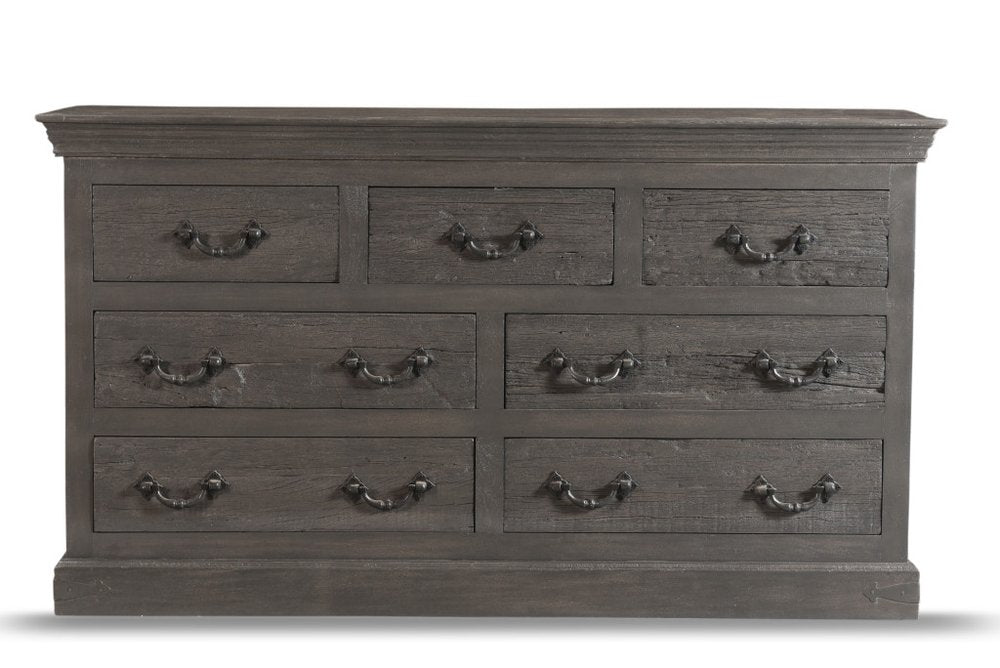 Brown Solid Wood Seven Drawer Double Dresser - 64-inch
