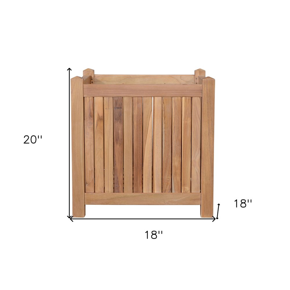 Natural Solid Wood Indoor Outdoor Square Planter Box - 18-inch