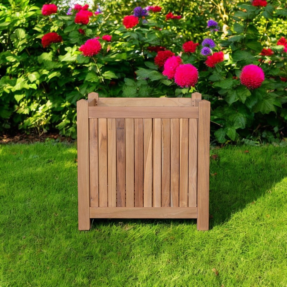 Natural Solid Wood Indoor Outdoor Square Planter Box - 18-inch