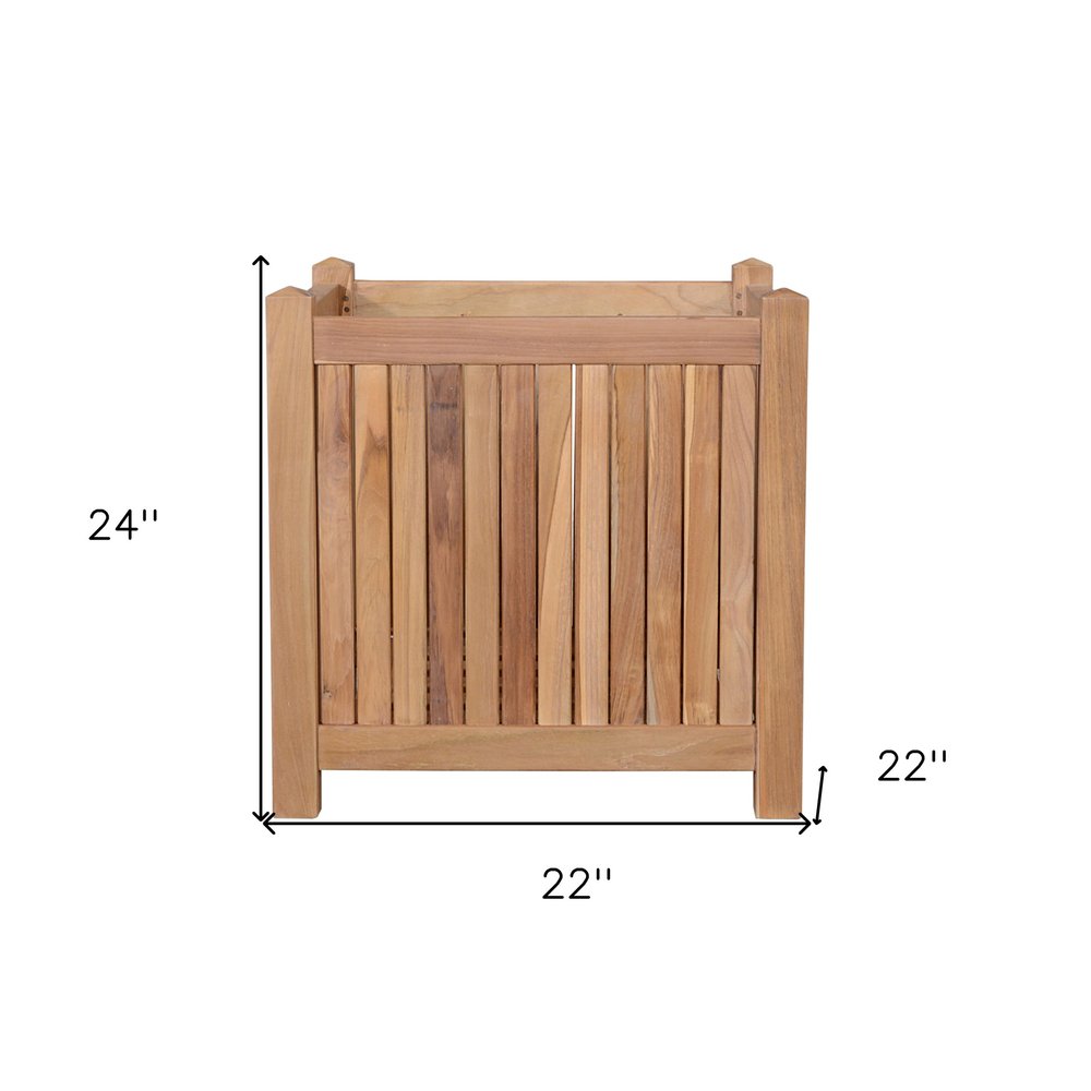 Natural Solid Wood Indoor Outdoor Square Planter Box - 22-inch