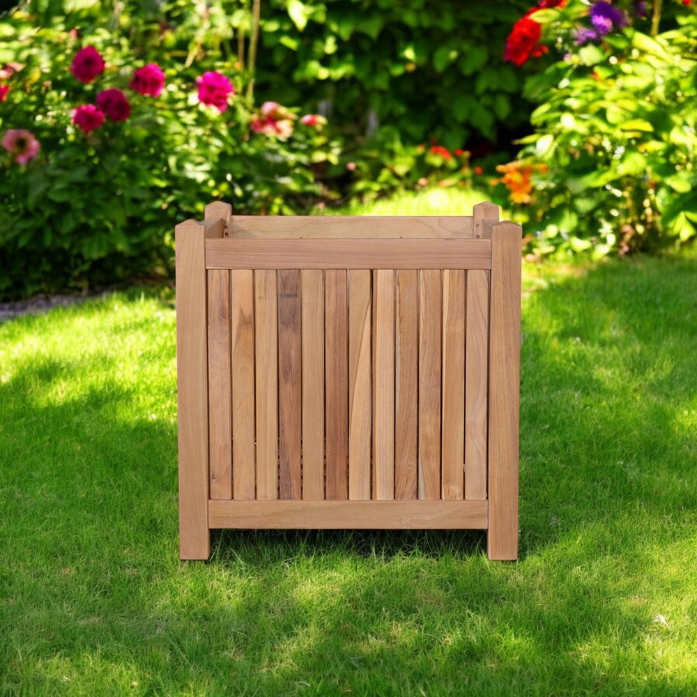 Natural Solid Wood Indoor Outdoor Square Planter Box - 22-inch