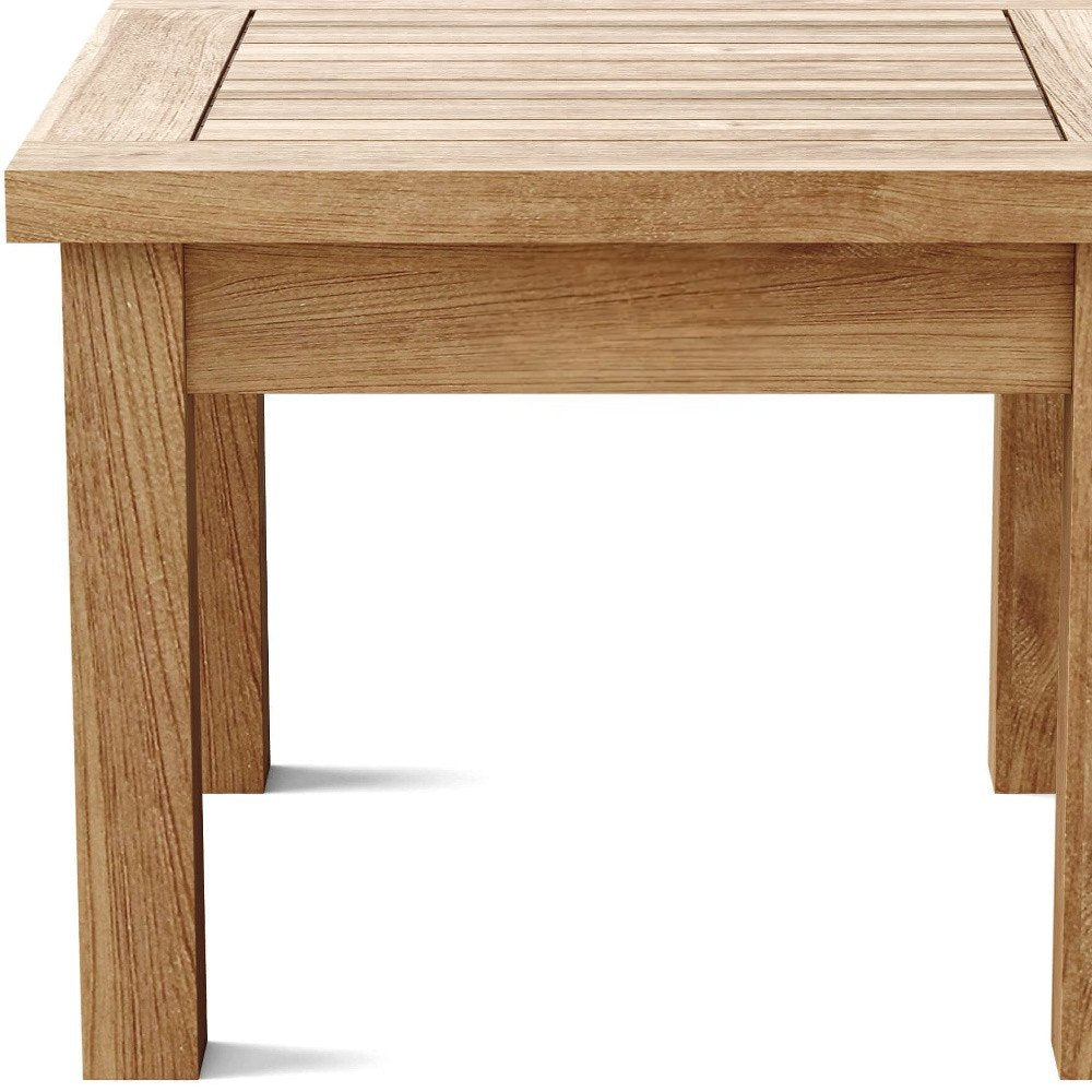 Natural Square Solid Wood Outdoor Side Table - 20-inch