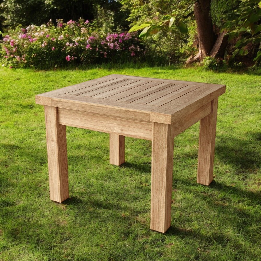 Natural Square Solid Wood Outdoor Side Table - 20-inch