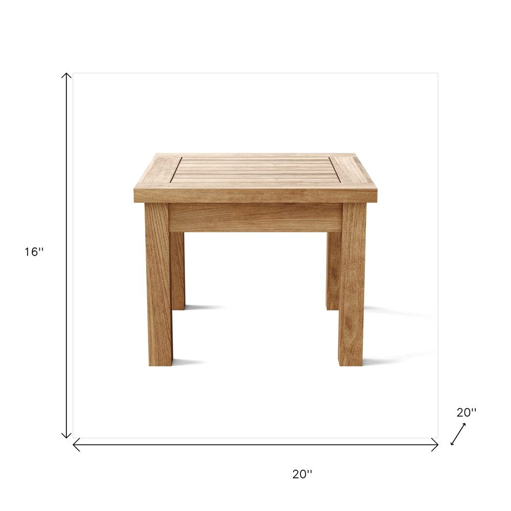 Natural Square Solid Wood Outdoor Side Table - 20-inch