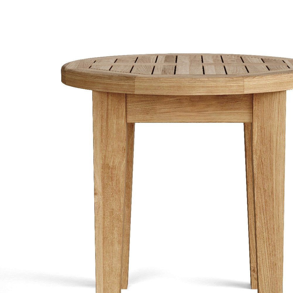 Natural Rounded Solid Wood Outdoor Side Table - 20-inch