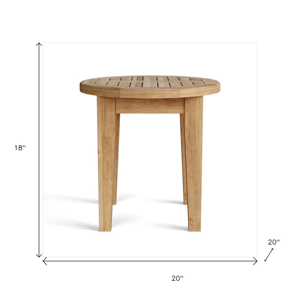 Natural Rounded Solid Wood Outdoor Side Table - 20-inch