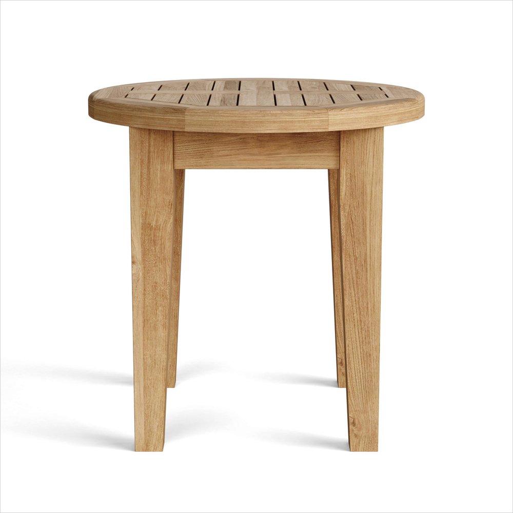 Natural Rounded Solid Wood Outdoor Side Table - 20-inch