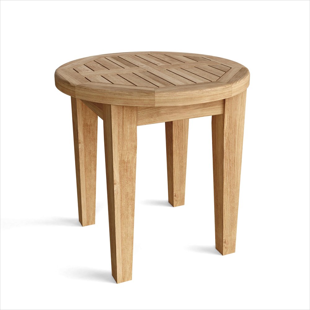 Natural Rounded Solid Wood Outdoor Side Table - 20-inch