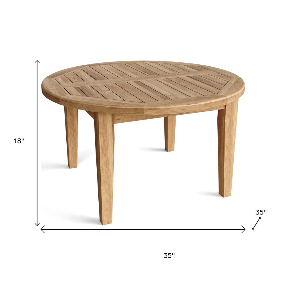 Natural Rounded Solid Wood Outdoor Coffee Table - 35-inch