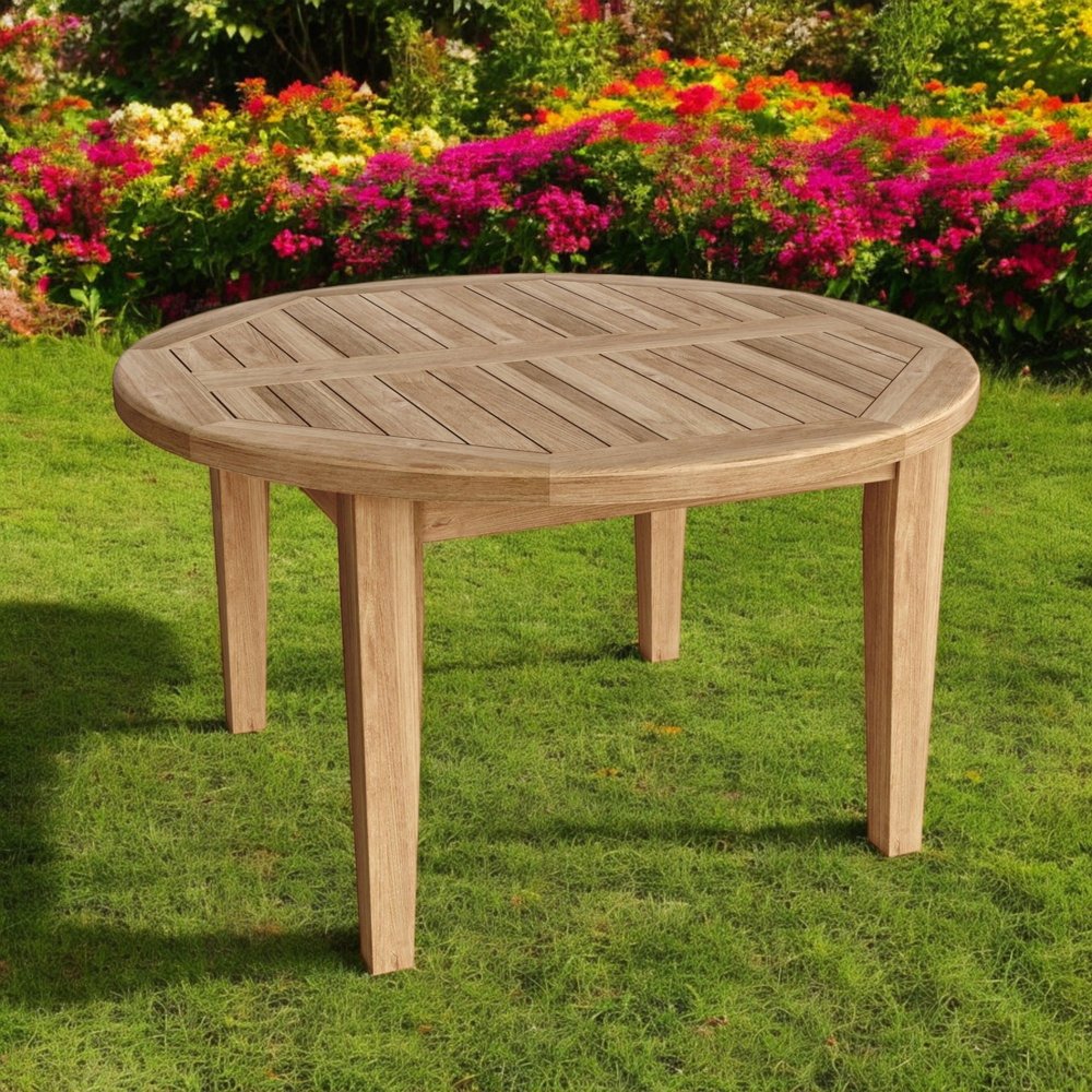 Natural Rounded Solid Wood Outdoor Coffee Table - 35-inch