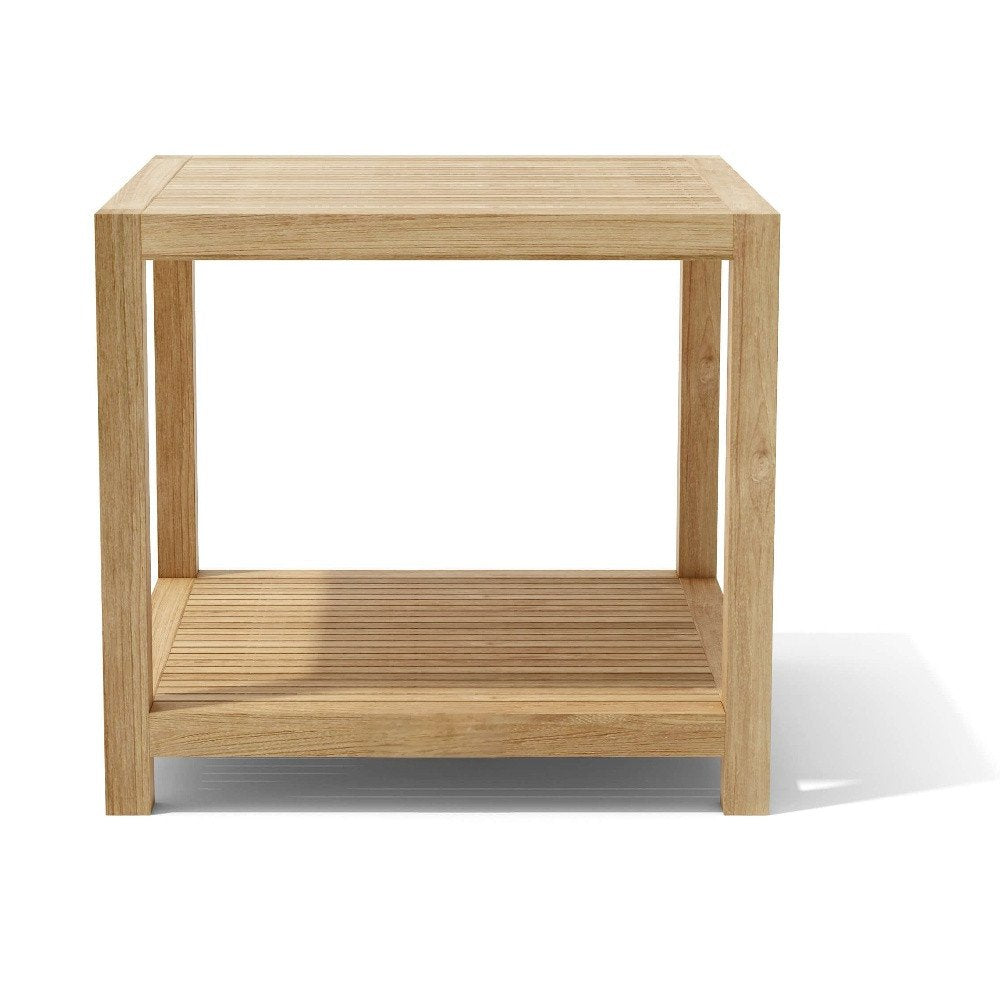 Natural Square Solid Wood Outdoor Side Table - 22-inch
