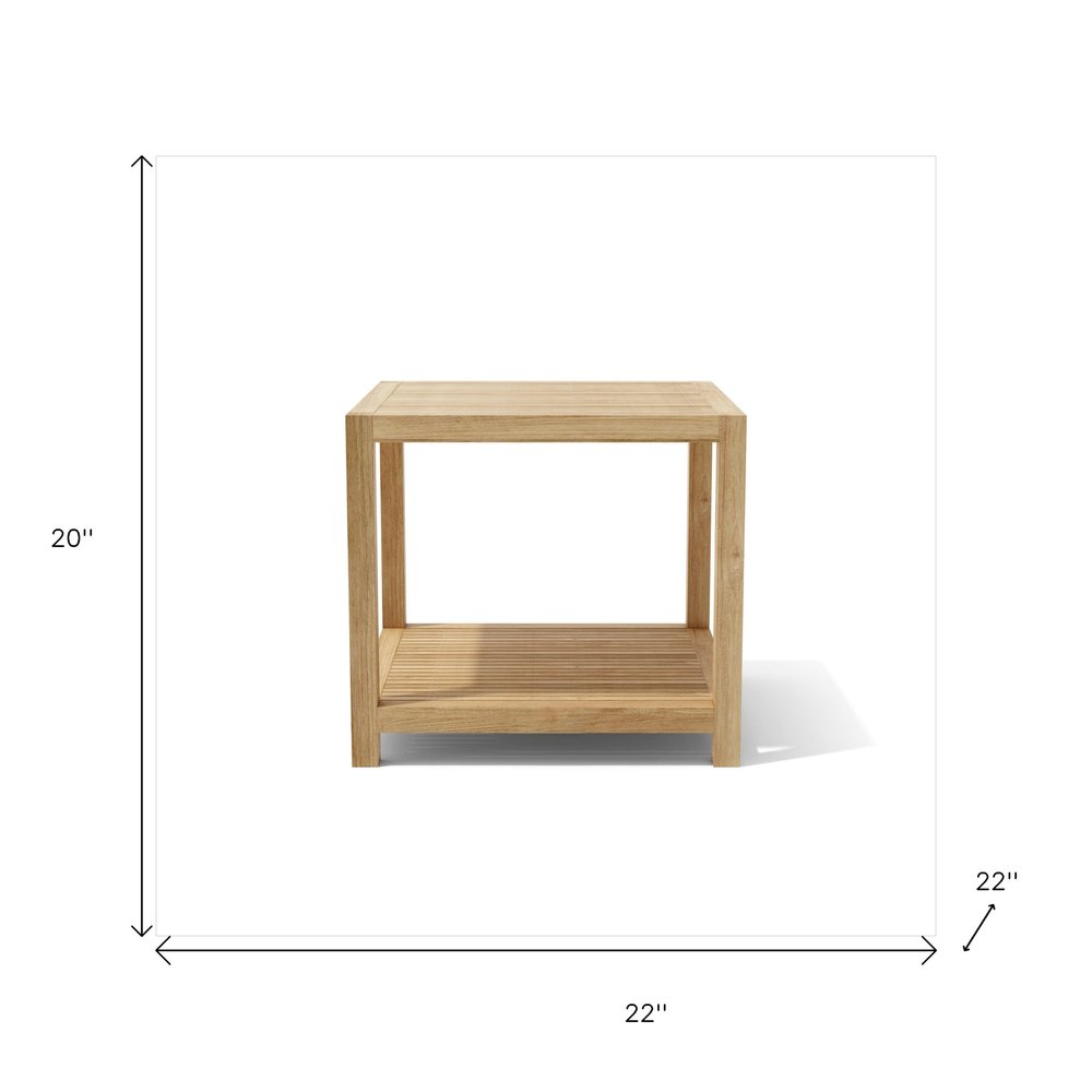 Natural Square Solid Wood Outdoor Side Table - 22-inch