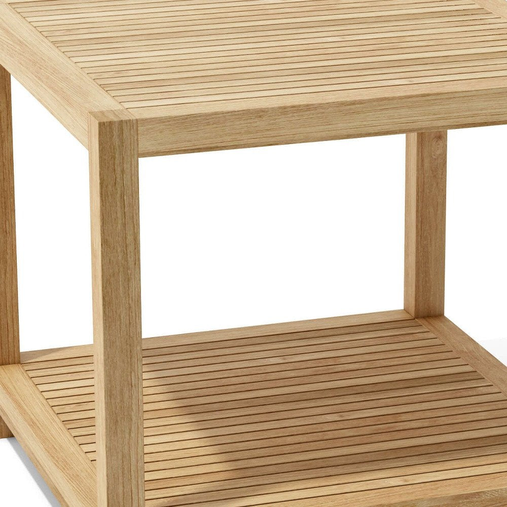 Natural Square Solid Wood Outdoor Side Table - 22-inch