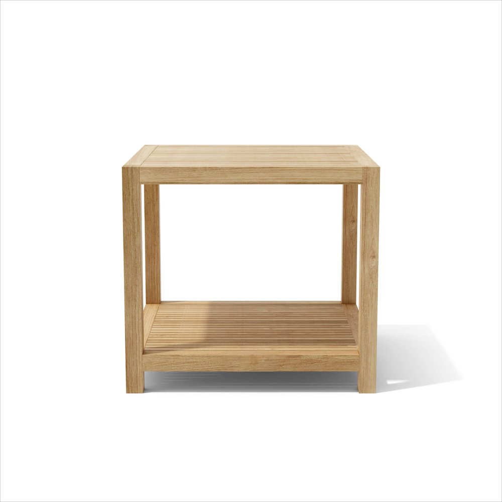 Natural Square Solid Wood Outdoor Side Table - 22-inch