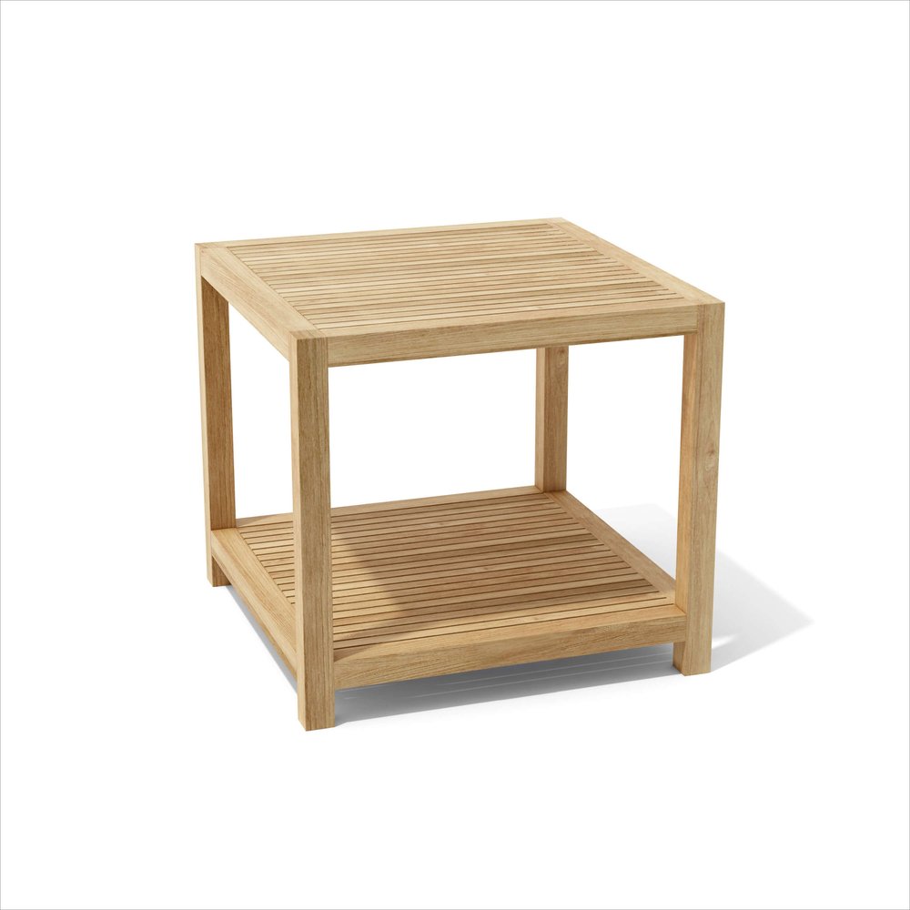 Natural Square Solid Wood Outdoor Side Table - 22-inch