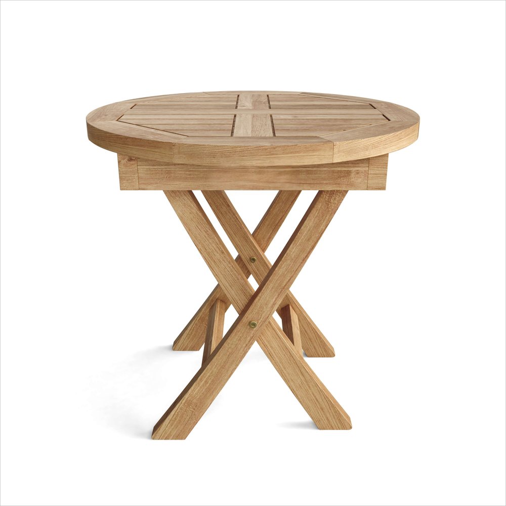 Natural Rounded Solid Wood Folding Outdoor Side Table - 20-inch