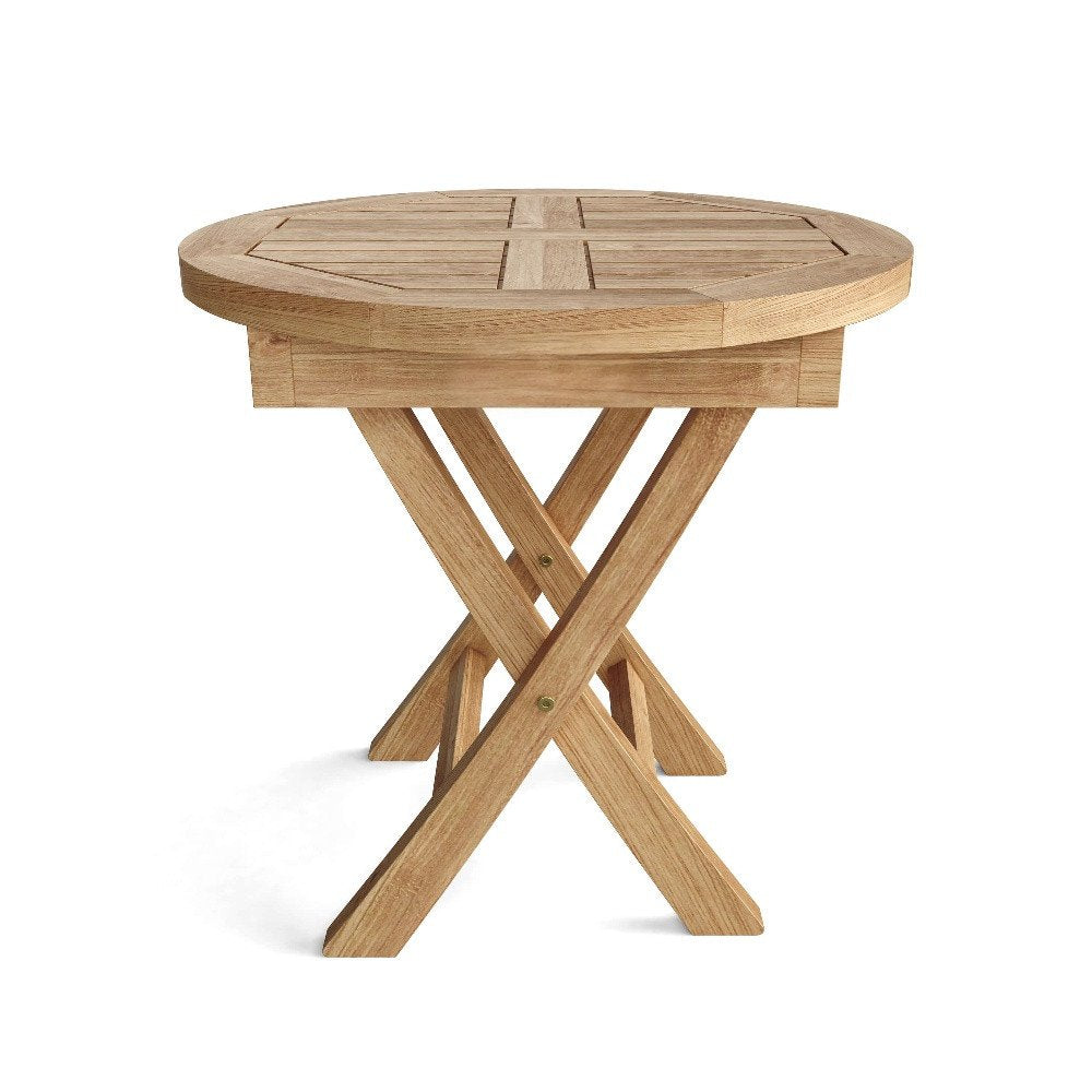Natural Rounded Solid Wood Folding Outdoor Side Table - 20-inch