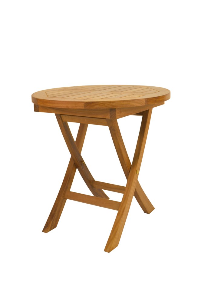 Natural Rounded Solid Wood Folding Outdoor Side Table - 20-inch
