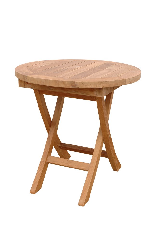 Natural Rounded Solid Wood Folding Outdoor Side Table - 20-inch