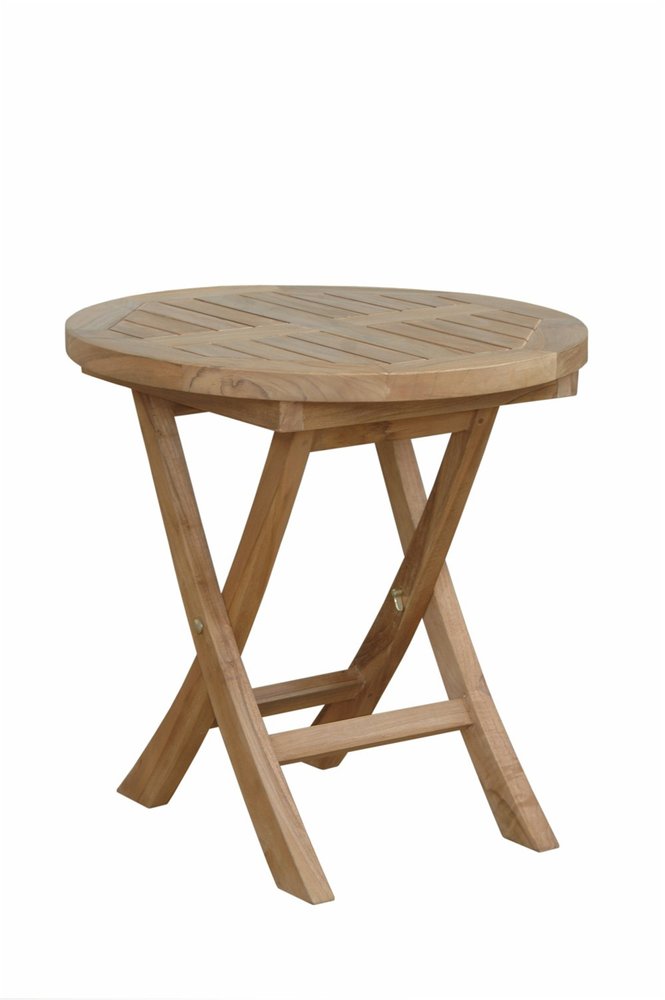 Natural Rounded Solid Wood Folding Outdoor Side Table - 20-inch