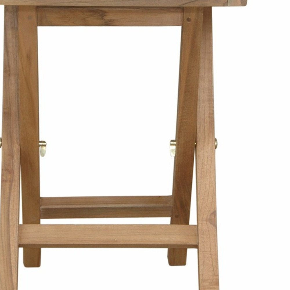Natural Rounded Solid Wood Folding Outdoor Side Table - 20-inch