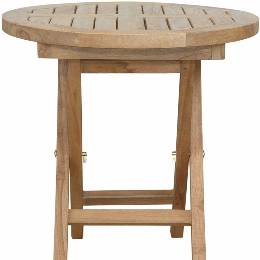 Natural Rounded Solid Wood Folding Outdoor Side Table - 20-inch