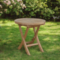 Natural Rounded Solid Wood Folding Outdoor Side Table - 20-inch