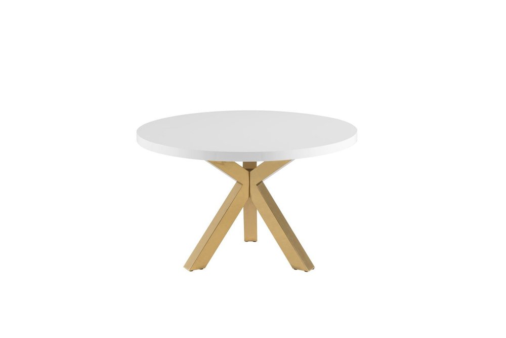 White and Gold Wood and Metal Cross Leg Base Round Top Dining Table - 48-inch