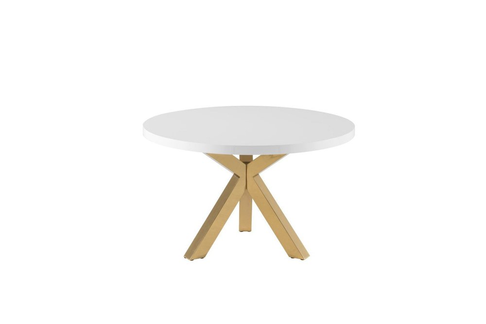 White and Gold Wood and Metal Cross Leg Base Round Top Dining Table - 48-inch