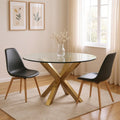 Clear and Gold Glass and Metal Cross Leg Base Round Top Dining Table - 54-inch