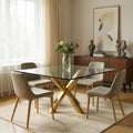 Clear and Gold Glass and Metal Cross Leg Base Square Dining Table - 60-inch