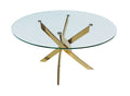 Clear and Gold Glass and Metal Cross Leg Base Round Top Dining Table - 54-inch