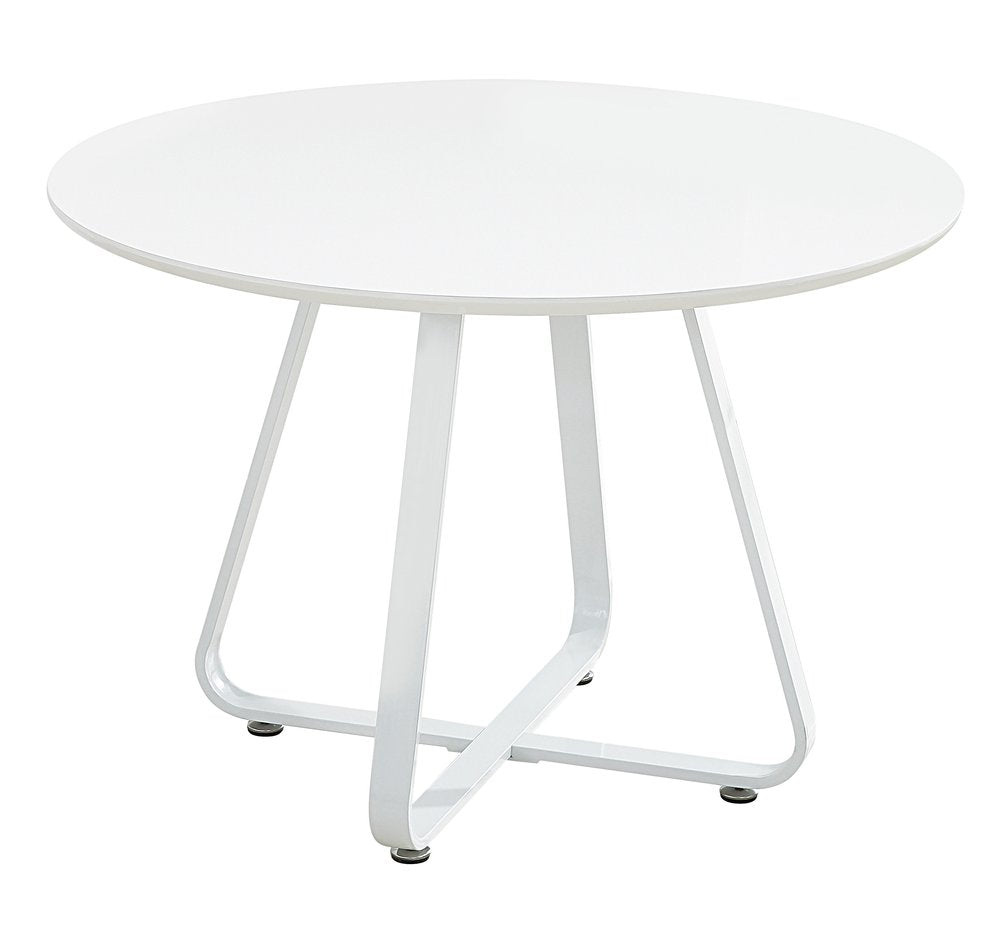 White Wood and Metal Sled Base Round Top Dining Table - 43-inch