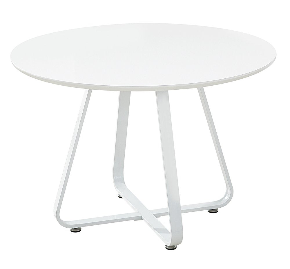 White Wood and Metal Sled Base Round Top Dining Table - 43-inch