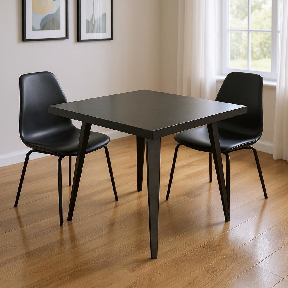 Gray Steel and Metal Square Dining Table - 32-inch