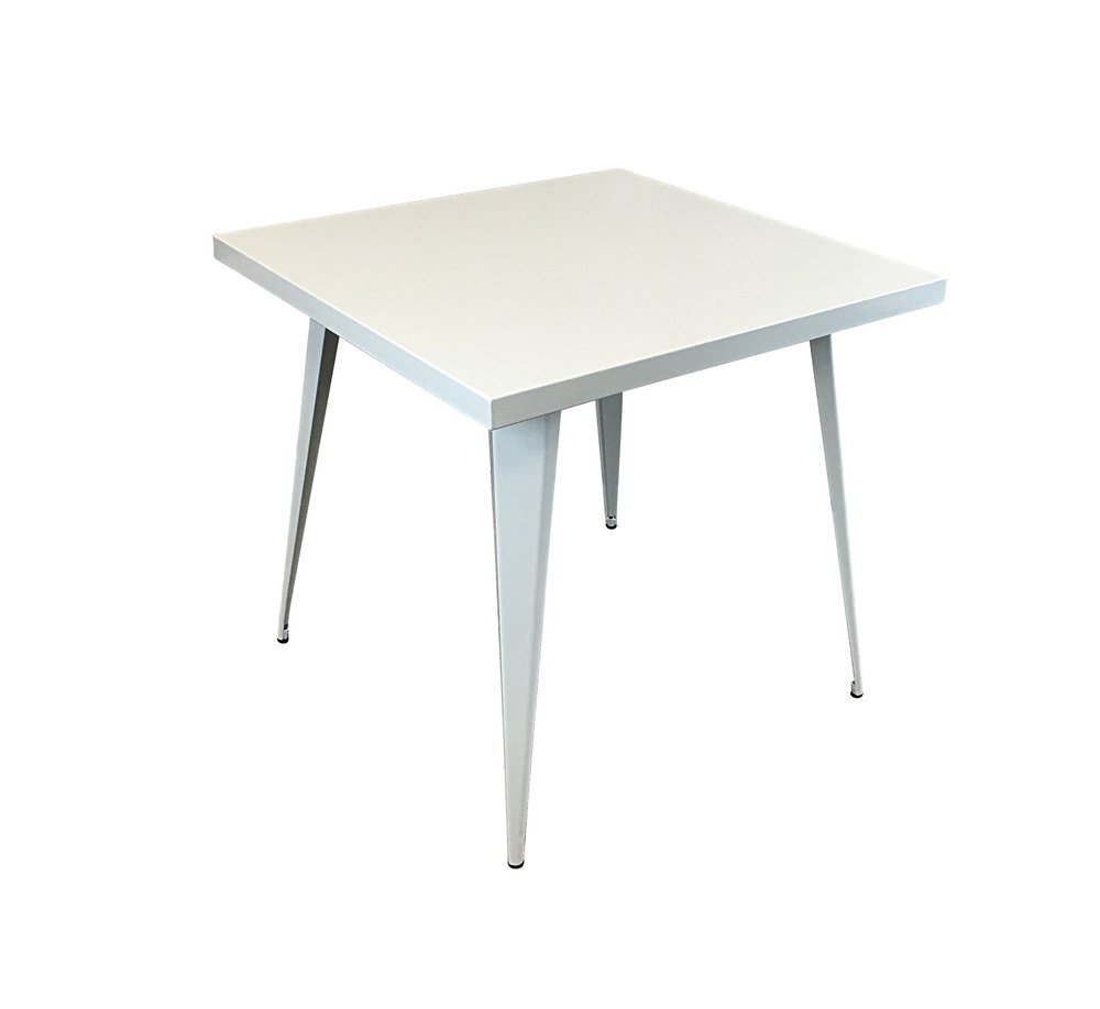 White Steel and Metal Square Dining Table - 32-inch